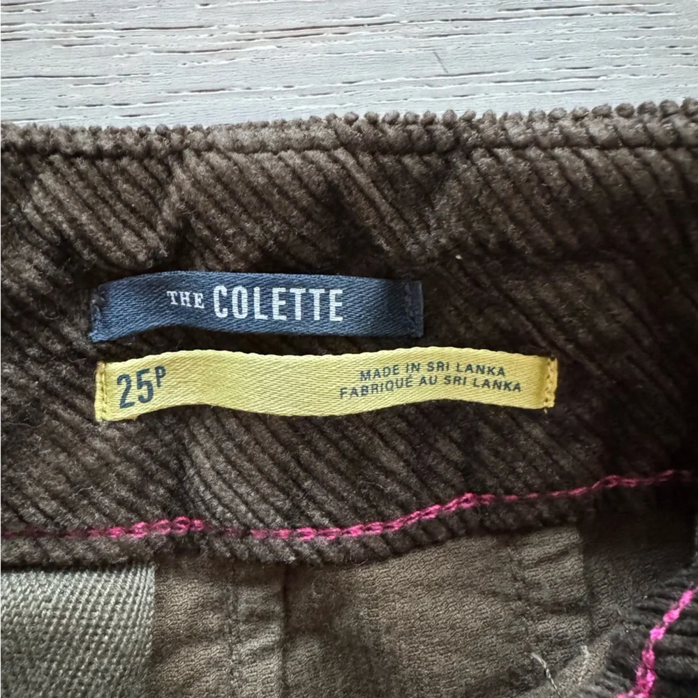 Maeve Anthropologie Colette Corduroy Wide Leg Crop Pants Olive Green 25P - Picture 8 of 9